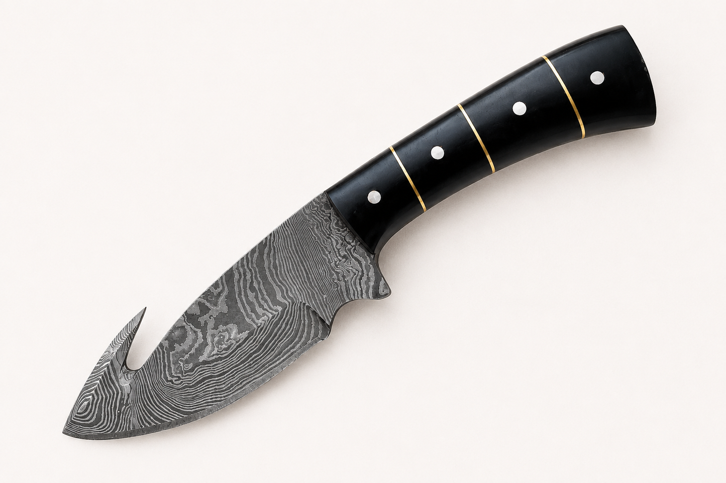 Heritage Damascus Steel Knife – 512 Layer Hand Forged Blade with Buffalo Horn Handle & Leather Sheath