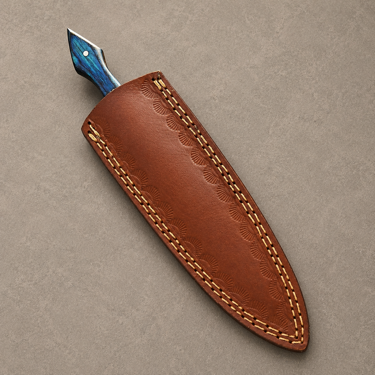 Canyon Forge Damascus Steel Knife – 512 Layer Hand Forged Blade with Wood & Brass Handle and Leather Sheath