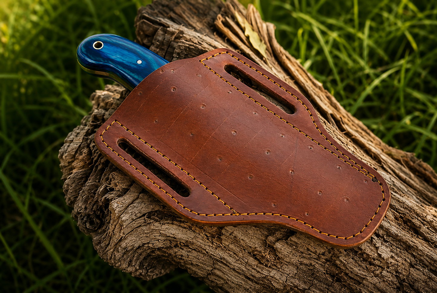 Hand Forged Fixed Blade Knife with Buffalo Bone & Wood Handle – Handmade Knife with Leather Sheath