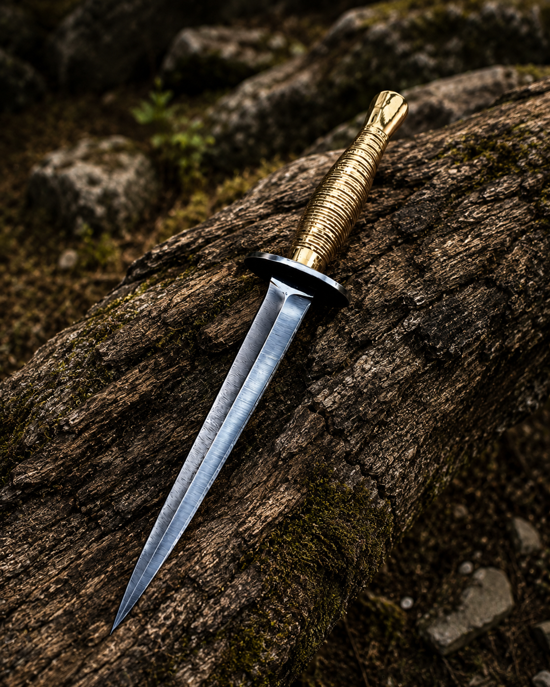Vintage Style D2 Steel Fixed Blade Utility Knife – Brass Handle Collector Edition with Leather Sheath