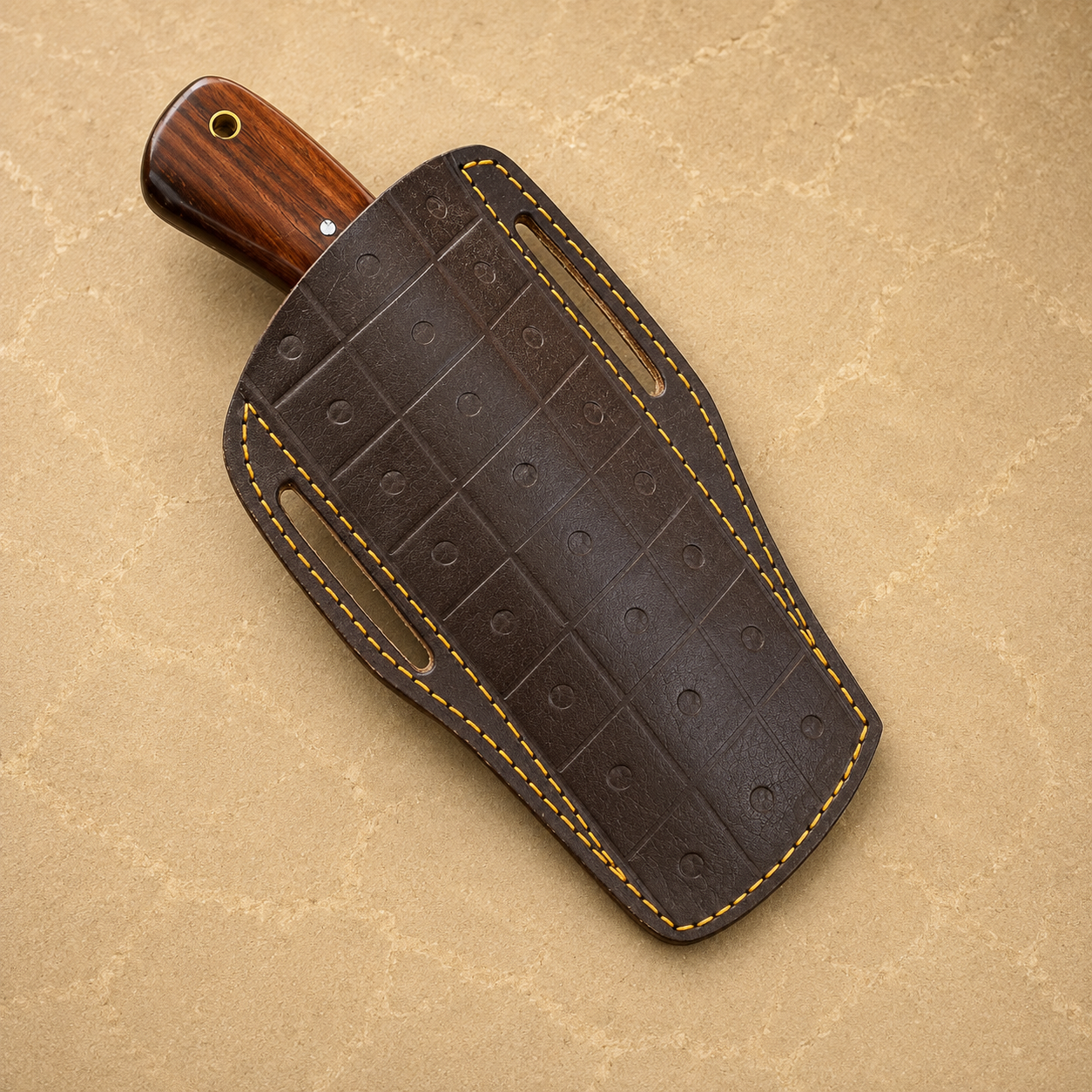 Heritage D2 Steel Utility Knife – Hand Forged Fixed Blade with Resin Handle & Engraved Leather Sheath