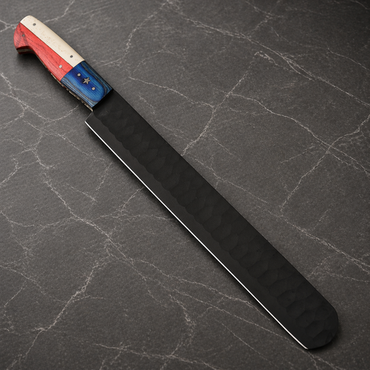 15” Premium Hand-Forged D2 Steel Brisket Chef Knife – Diamond Pattern Blade | Wooden Handle