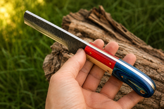 Hand Forged Fixed Blade Knife with Buffalo Bone & Wood Handle – Handmade Knife with Leather Sheath