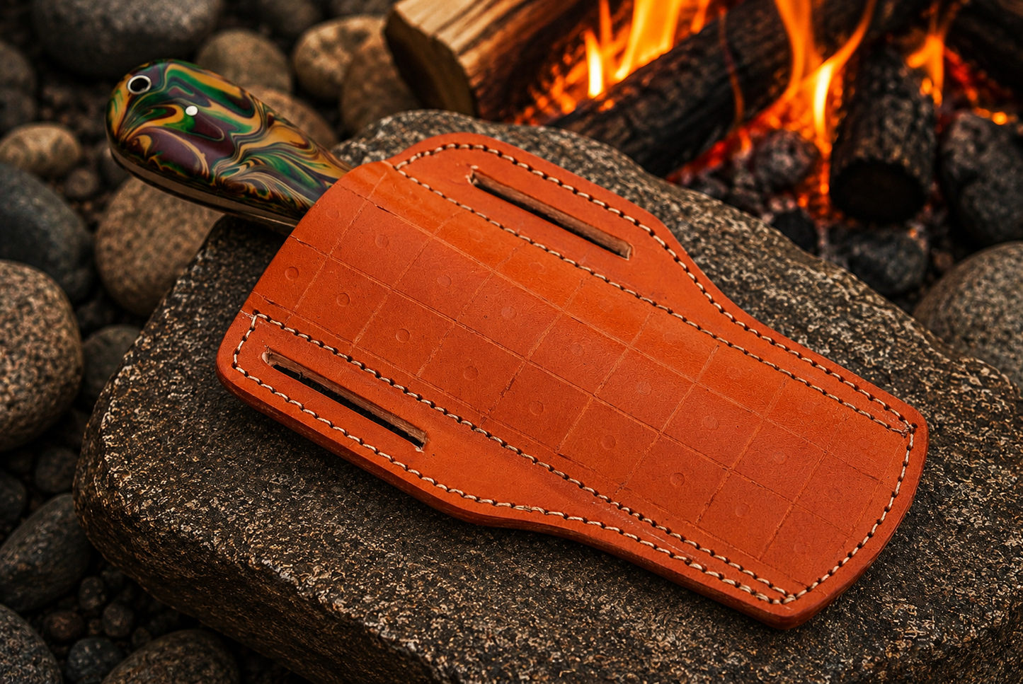 Hand Forged Railroad Steel Outdoor Utility Knife – Rustic Western Handmade EDC with Leather Sheath
