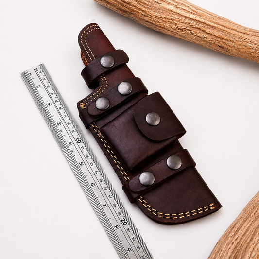 Handmade Leather Horizontal Knife Sheath – Double Stitched Fixed Blade Knife 9 Inch Universal Cover