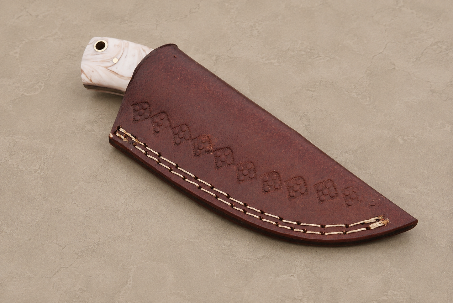Hand Forged High Carbon Steel Utility Knife with Resin Handle & Leather Sheath