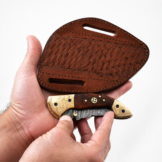 Handmade Genuine Leather Utility Knife Sheath – Universal EDC Cover for Folding & Fixed Blade Tools