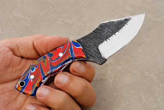 Iron Trail Railroad Steel Utility Knife – Hand Forged High Carbon Fixed Blade with Resin Handle & Leather Sheath