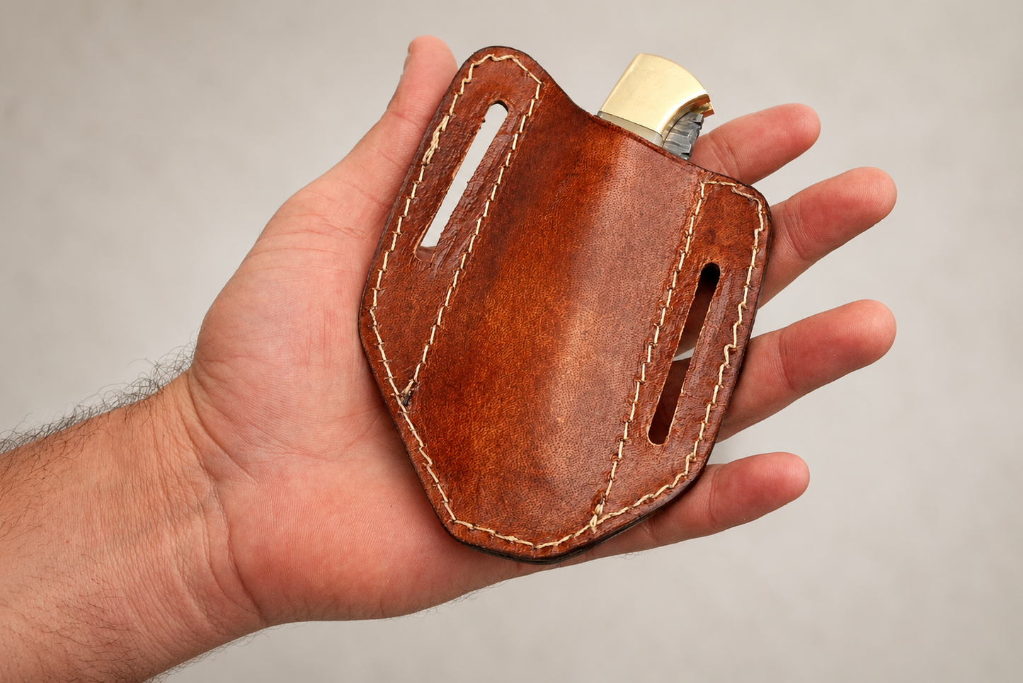 Handmade Engraved Genuine Leather Belt Pouch – Universal Folding Tool Holder