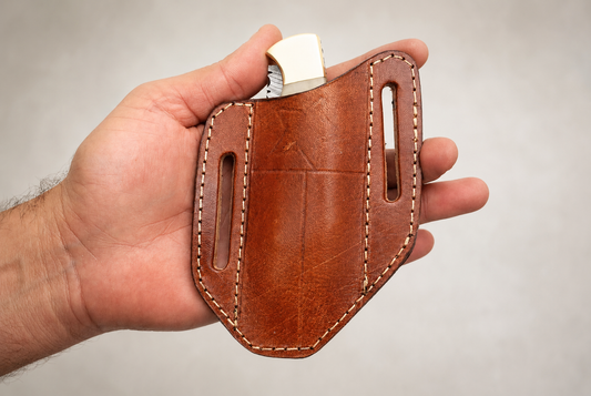 Handmade Engraved Genuine Leather Belt Pouch – Universal Folding Tool Holder