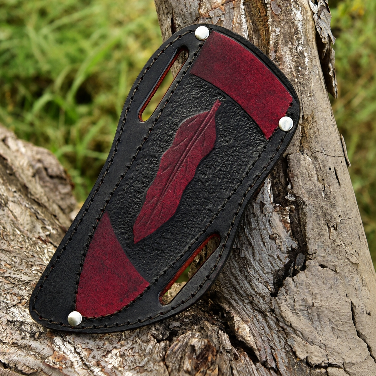 Handmade Engraved Leather Fixed Blade Utility Knife Sheath β Custom Genuine Leather EDC Cover