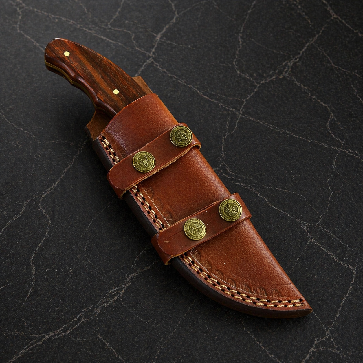 Custom Handmade D2 Steel Skinner Style Fixed Blade Knife with Gut Hook & Leather Sheath – Full Tang Outdoor & EDC Knife