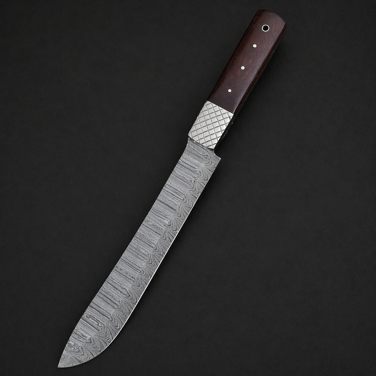 Handmade Damascus Steel Brisket Slicing Chef Knife with Wood Handle