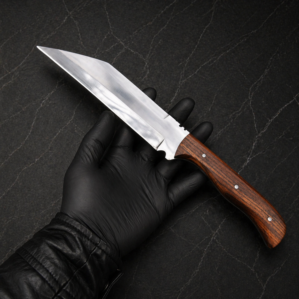 Custom Handmade Seax Style Knife – D2 High Carbon Steel with Leather Sheath