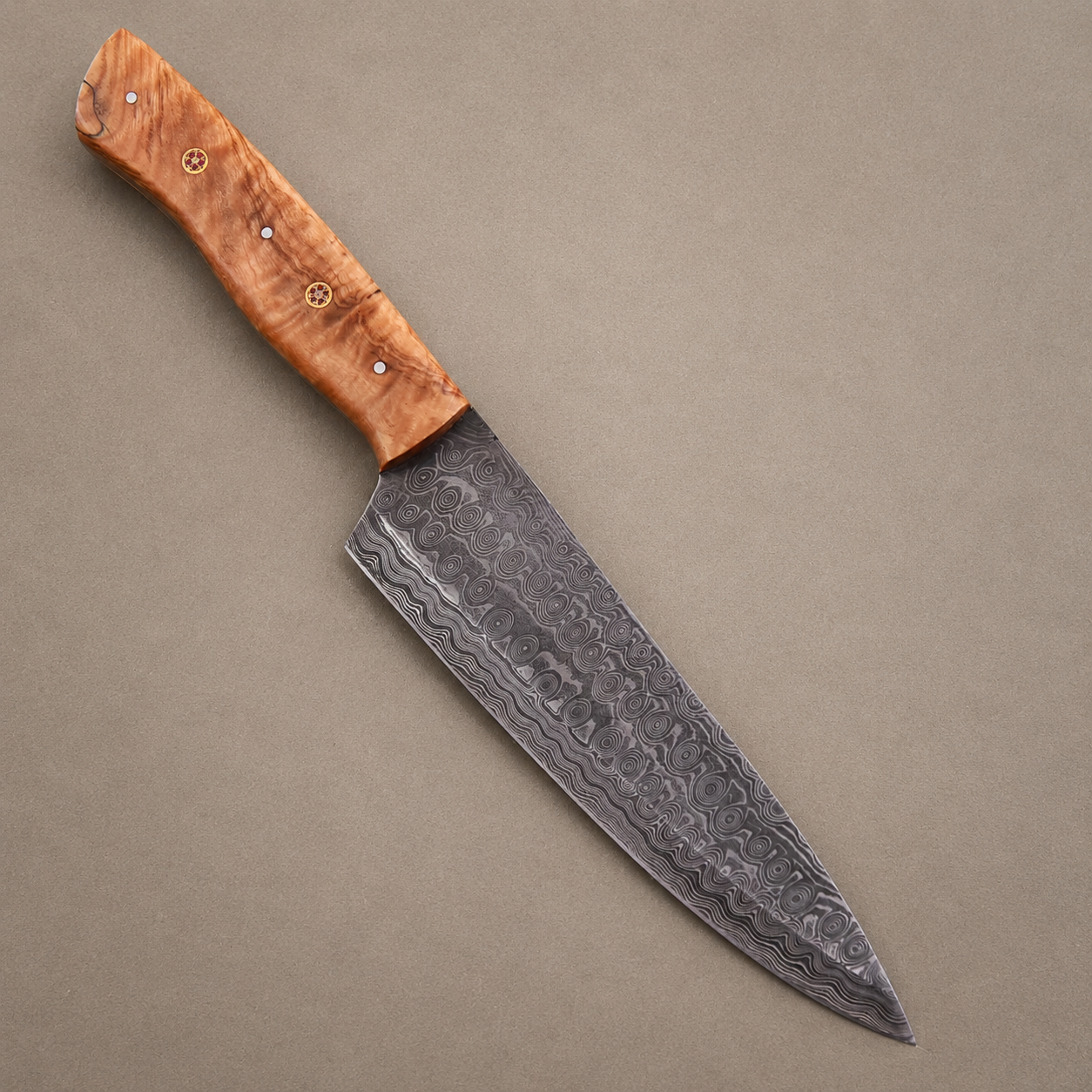 Heritage Olive Damascus Chef Knife – Hand Forged 512-Layer Damascus Steel Kitchen Knife with Olive Wood Handle | 7” Chef Blade
