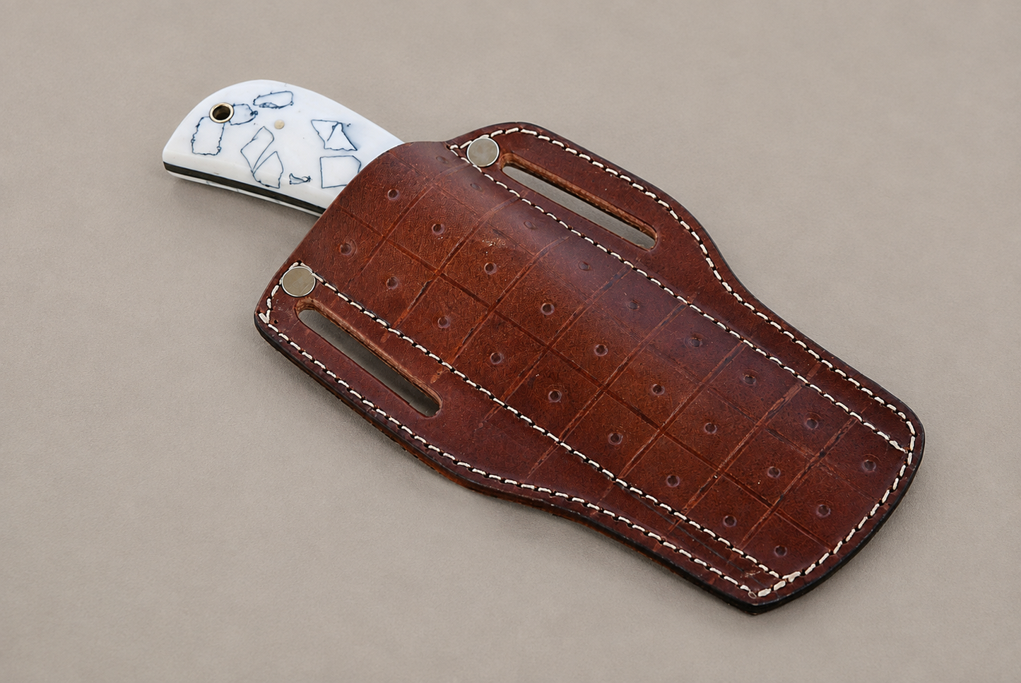 Premium Hand-Forged Railroad Steel Fixed Blade Tool – Raised Handle Leather Sheath Included
