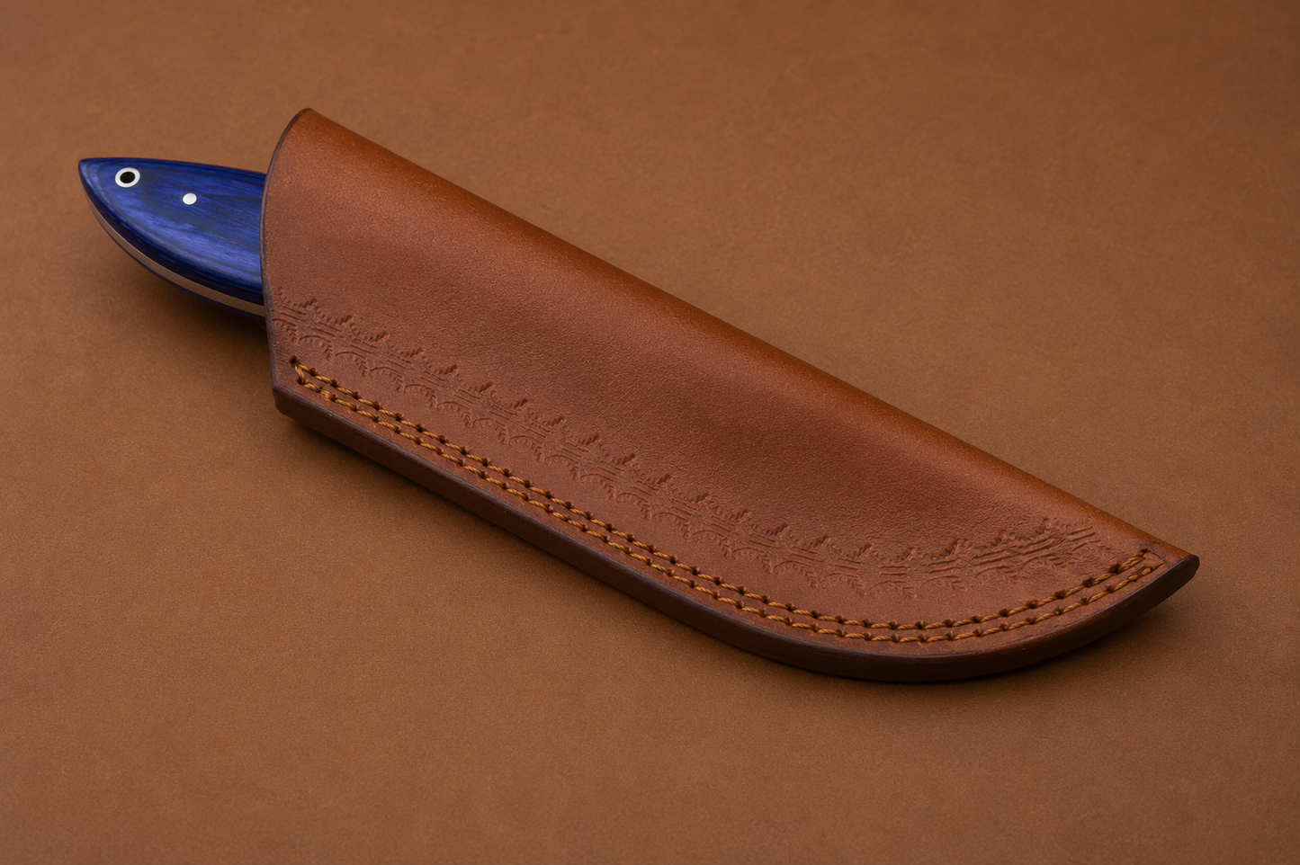 ForgeCraft Carbon Steel Knife – Hand Forged Blade with Wood & Bone Handle and Leather Sheath