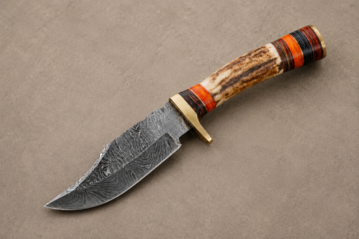 Heritage Stag Damascus Steel Knife – 512 Layer Hand Forged Blade with Stag Handle