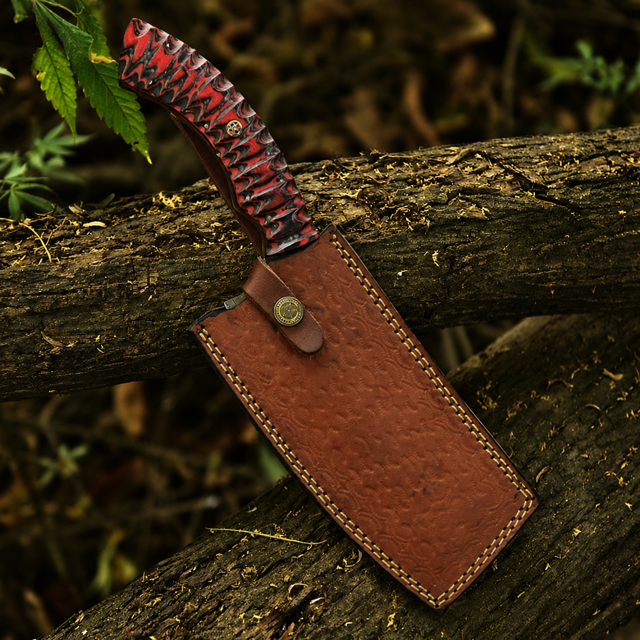 Custom Handmade Damascus Steel Meat Cleaver Chef Knife with Wood Handle – Hand Forged Kitchen Knife