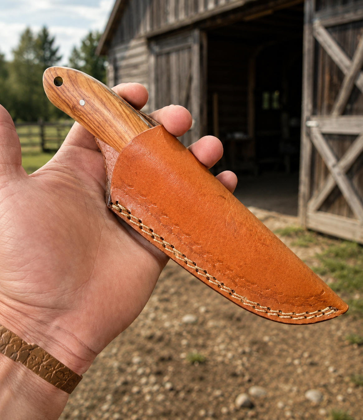 Handmade Genuine Cow Leather Fixed Blade Knife Sheath – Vertical Carry Leather Case