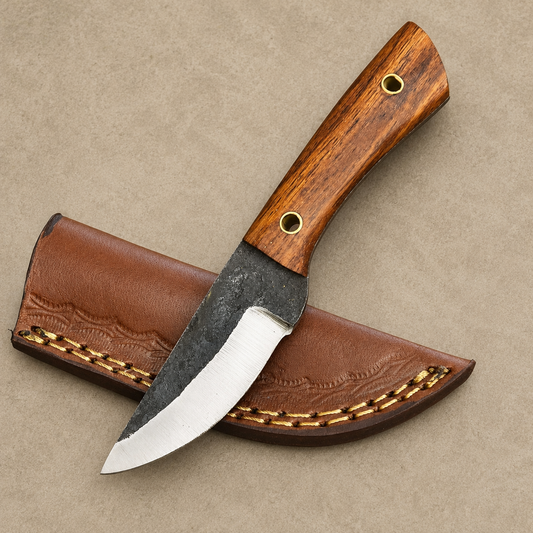 Trail Ridge High Carbon Steel Utility Knife – Hand Forged 6” Fixed Blade with Leather Sheath