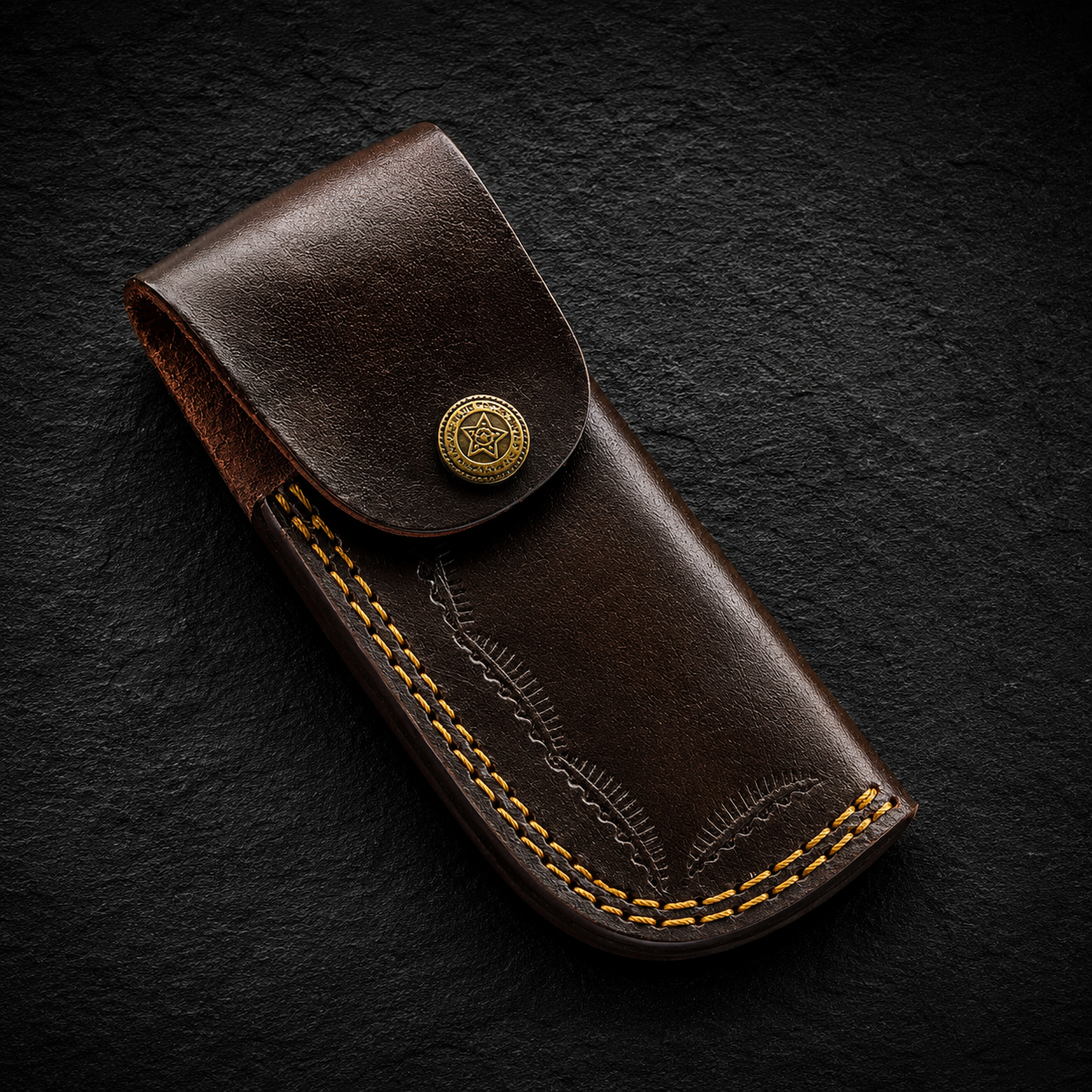 Brass Heritage Damascus Steel Folding Knife – 512 Layer Hand Forged Design with Resin & Brass Handle, Leather Sheath