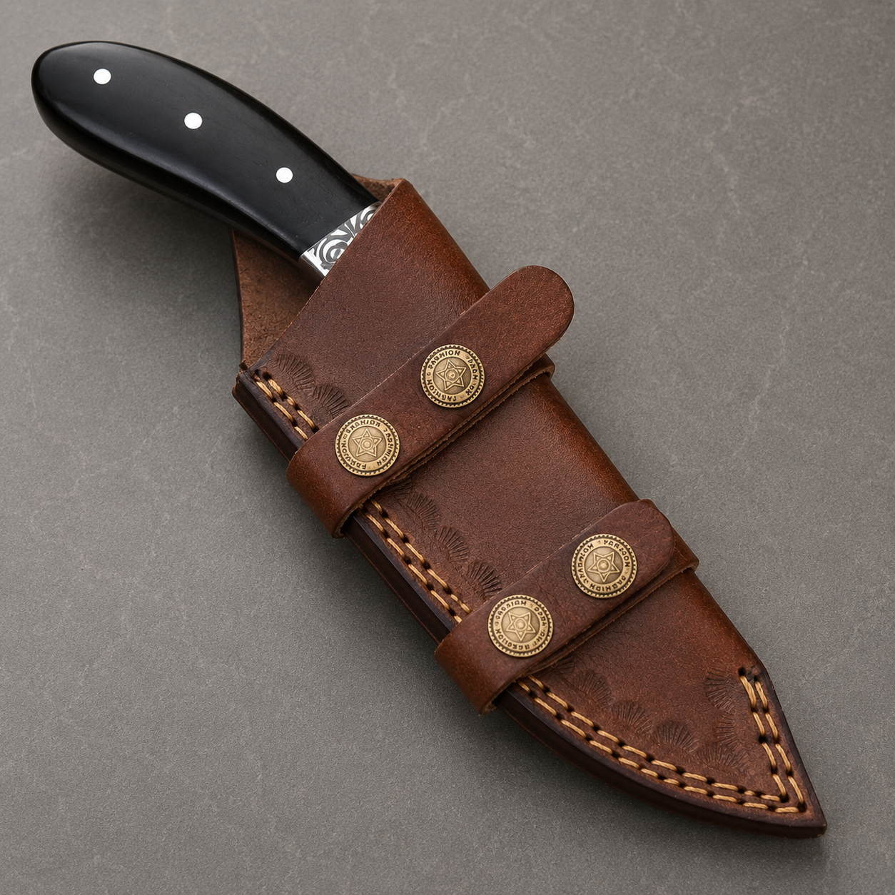 Frontier D2 Steel Knife – Hand Forged High Polish Fixed Blade with Leather Sheath
