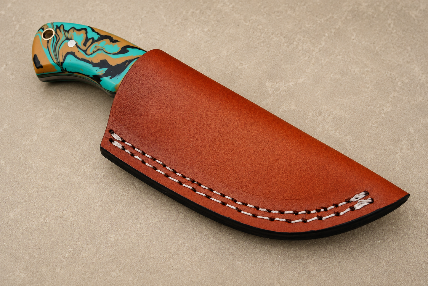 Iron Crest High Carbon Steel Utility Knife – Hand Forged High Carbon Fixed Blade with Resin Handle & Leather Sheath