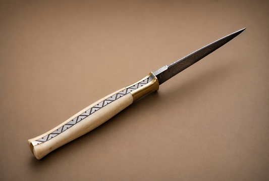 Desert Crest Damascus Steel Knife – 512 Layer Hand Forged Blade with Camel Bone Handle & Leather Sheath