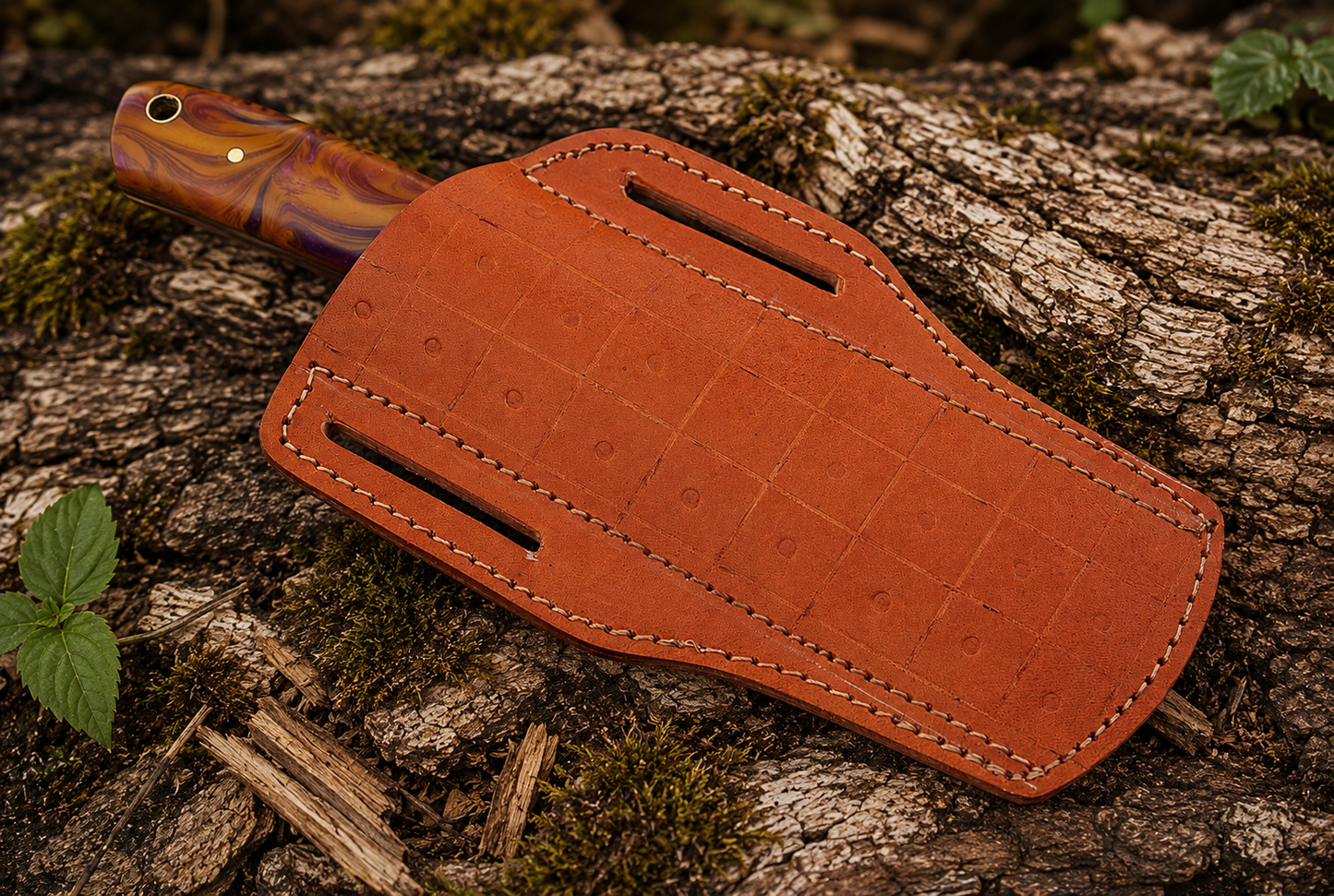 Premium Hand-Forged Railroad Steel Bull Cutter Knife Leather Sheath Included