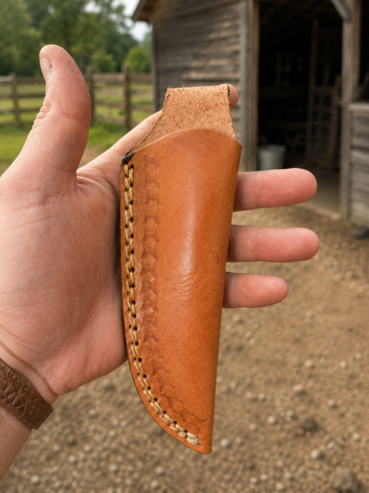 Handmade Genuine Cow Leather Fixed Blade Knife Sheath – Vertical Carry Leather Case