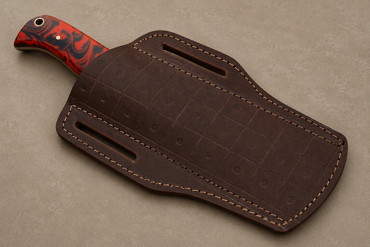Heritage Rail High Carbon Steel Utility Knife – Hand Forged Fixed Blade with Resin Handle & Leather Sheath
