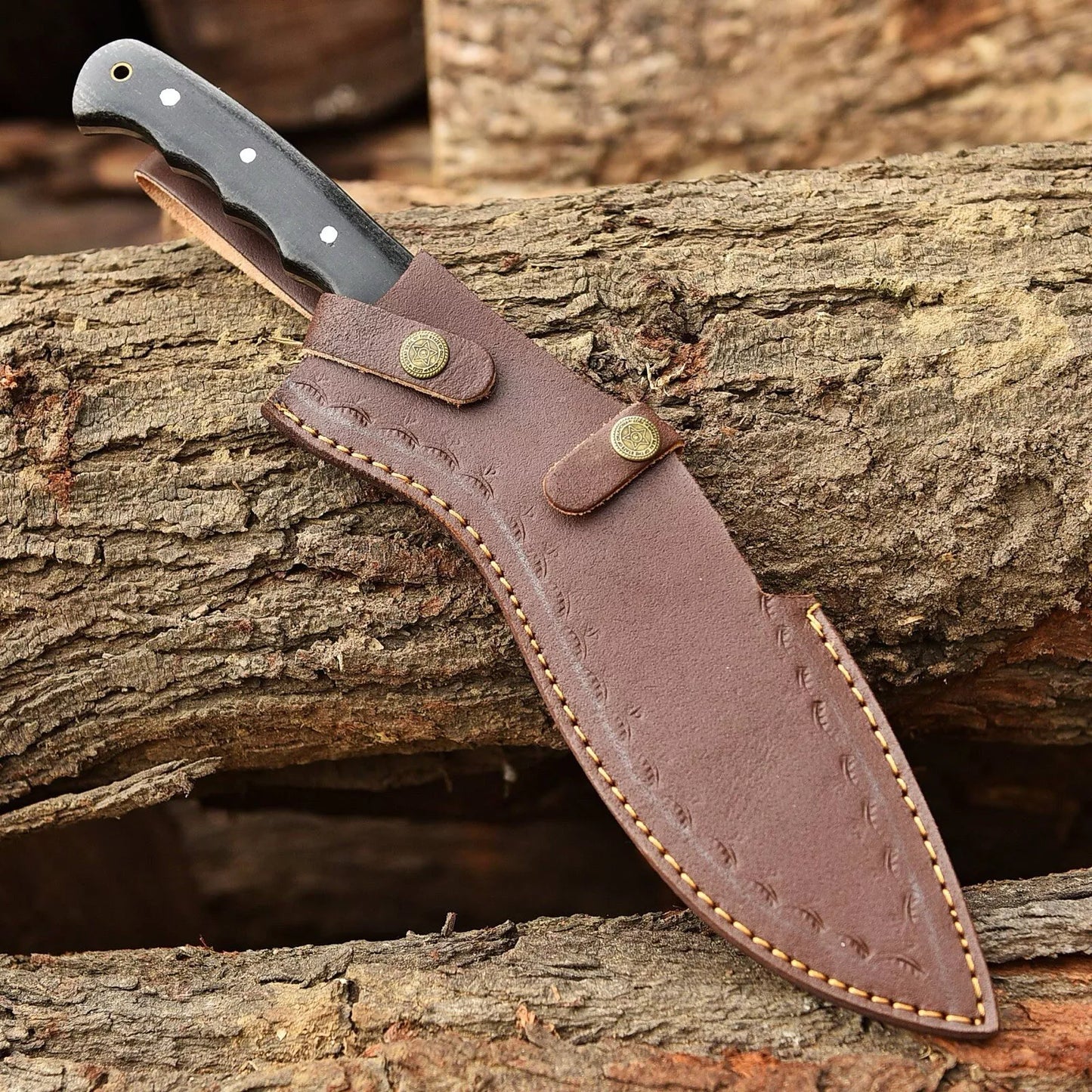 16" Custom Damascus Steel Fixed Blade Bowie Hunting Jungle Knife GURKHA KUKRI