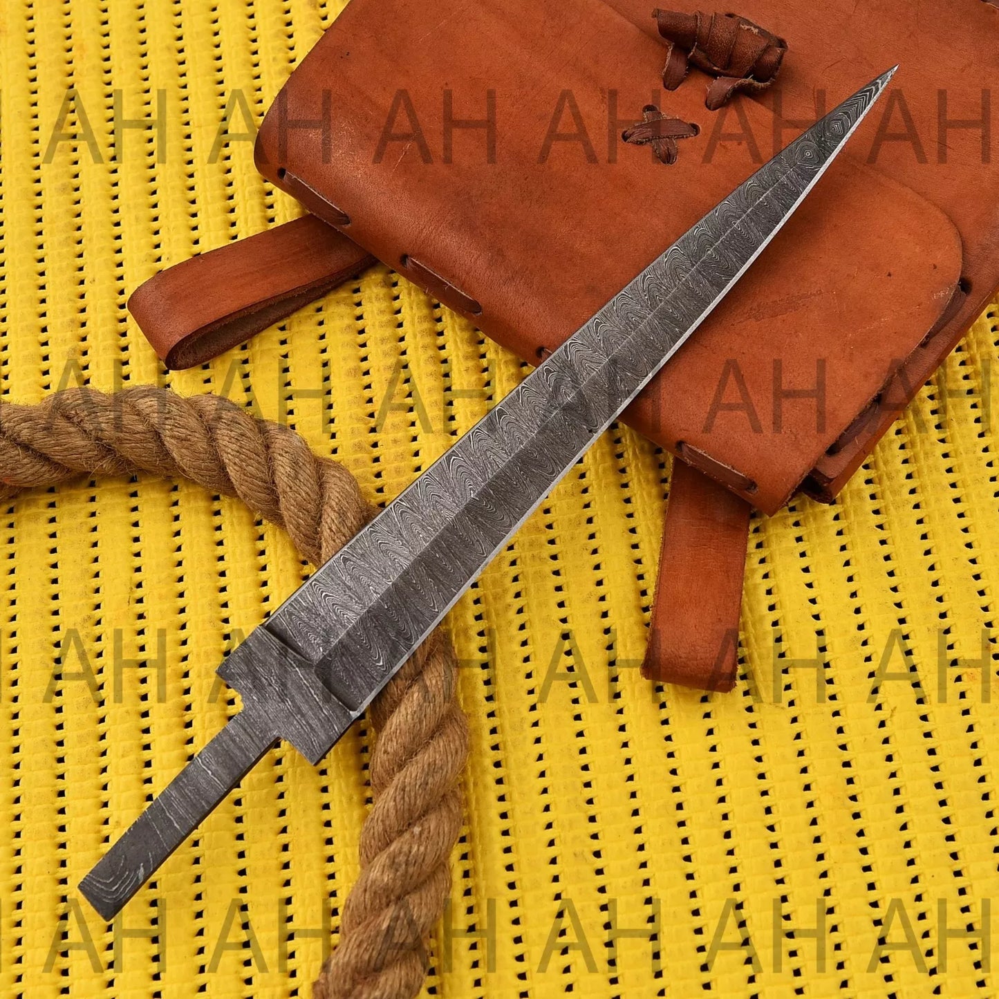 12"long HANDMADE DAMASCUS Steel Blank Blade DAGGER HUNTING KNIFE Full Tang
