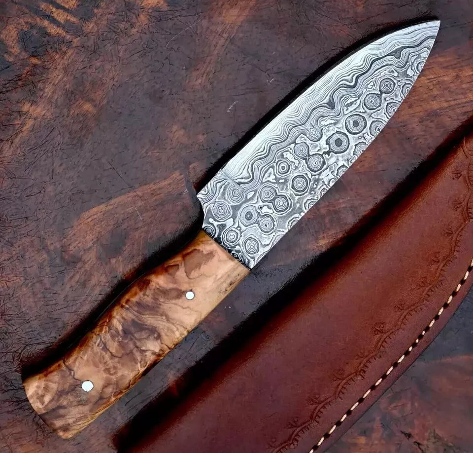 Damascus Hunting Knife Custom Hand Made - Hand Forged Damascus Steel Blade