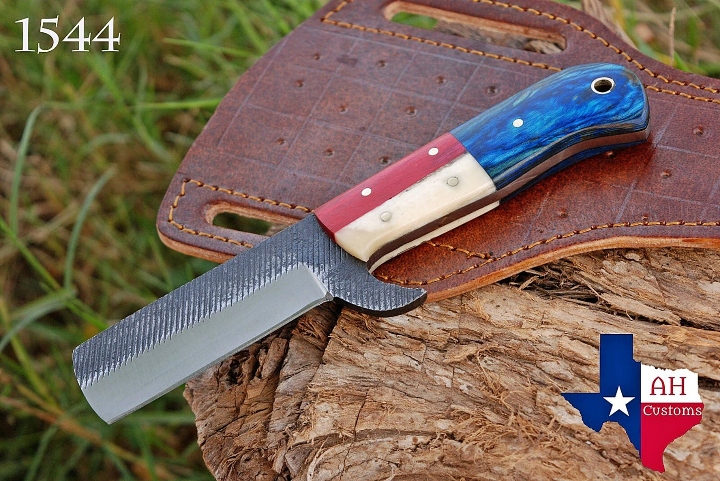 HAND FORGED RAIL ROAD BULL CUTTER/COWBOY KNIFE & WOOD HANDLE