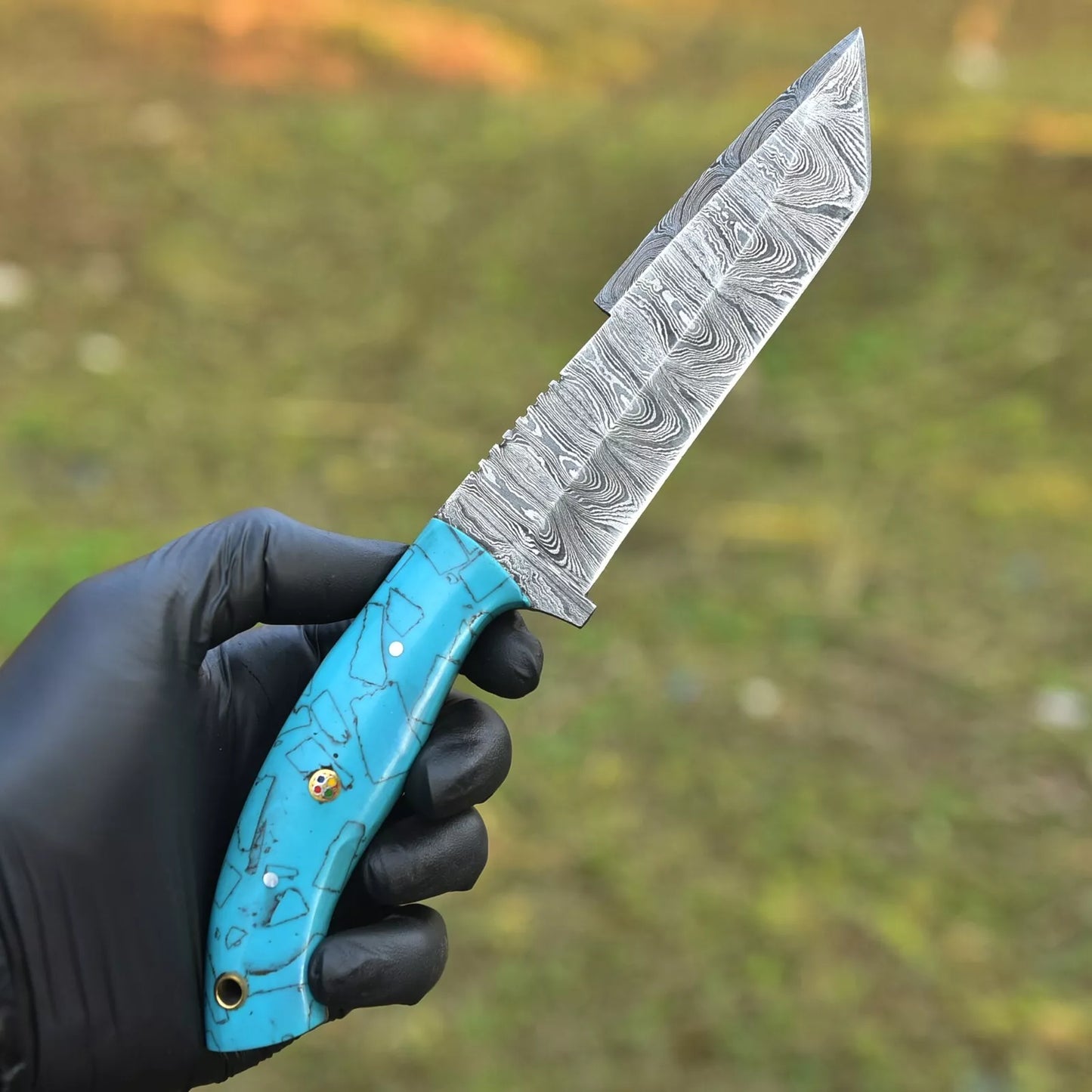 Damascus tanto Hunting Knife Custom Hand Made - Hand Forged Damascus Steel Blade