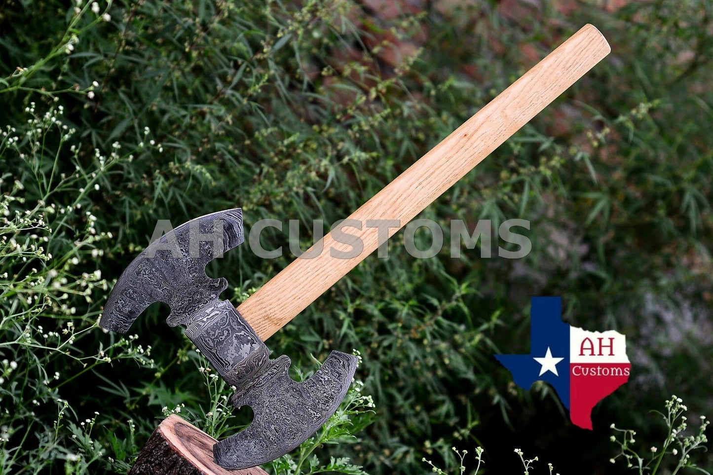 HANDMADE FORGED DAMASCUS STEEL TOMAHAWK, HATCHET, DOUBLE HEAD AXE ,INTEGRAL