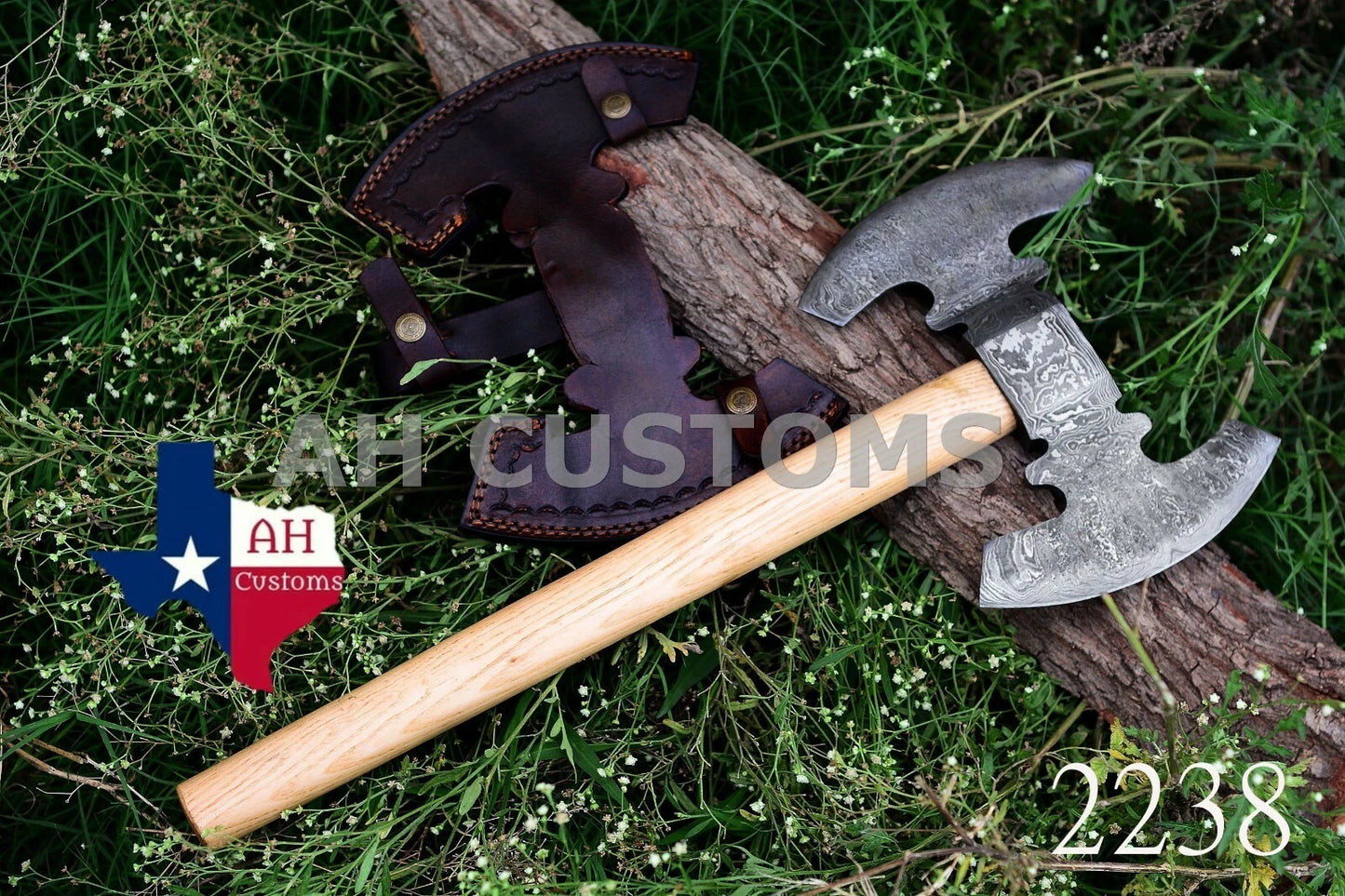 HANDMADE FORGED DAMASCUS STEEL TOMAHAWK, HATCHET, DOUBLE HEAD AXE ,INTEGRAL