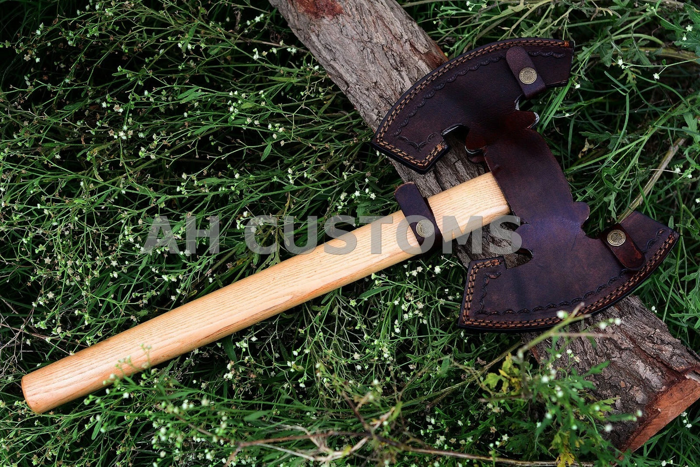HANDMADE FORGED DAMASCUS STEEL TOMAHAWK, HATCHET, DOUBLE HEAD AXE ,INTEGRAL