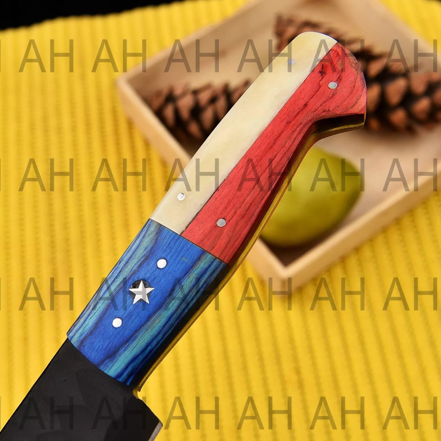 15"HAND FORGED D2 STEEL DIAMOND PATTERN BUTCHER/BRISKET CHEF KNIFE