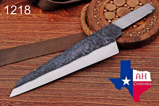 1095 HAND FORGED RAILROAD SPIKE BLANK BLADE CHEF KNIFE AH DAMASCUS