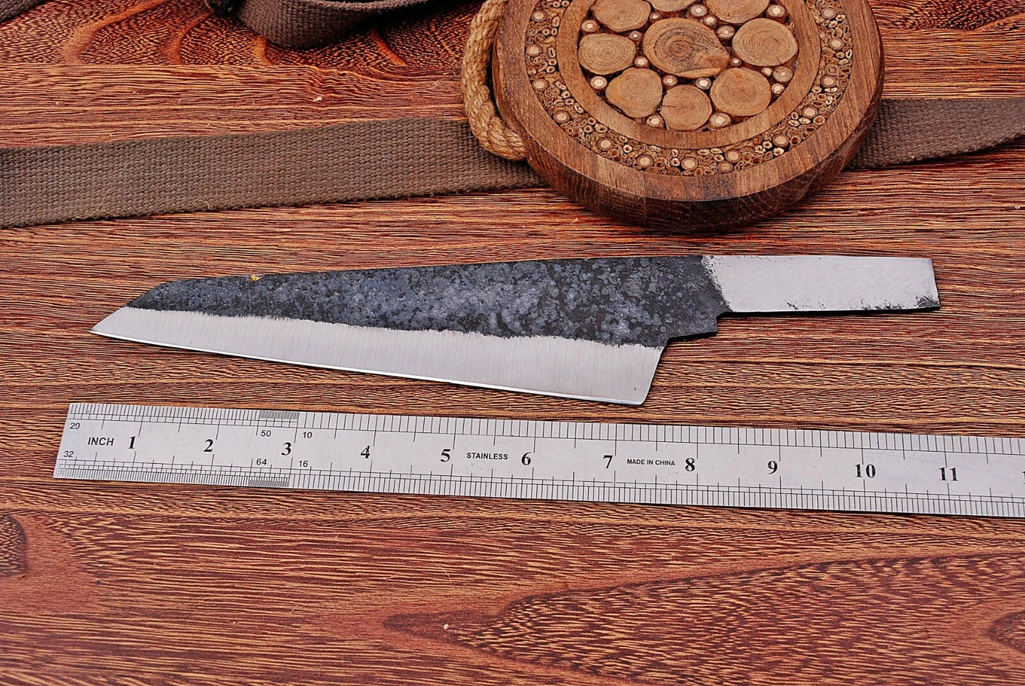 1095 HAND FORGED RAILROAD SPIKE BLANK BLADE CHEF KNIFE AH DAMASCUS