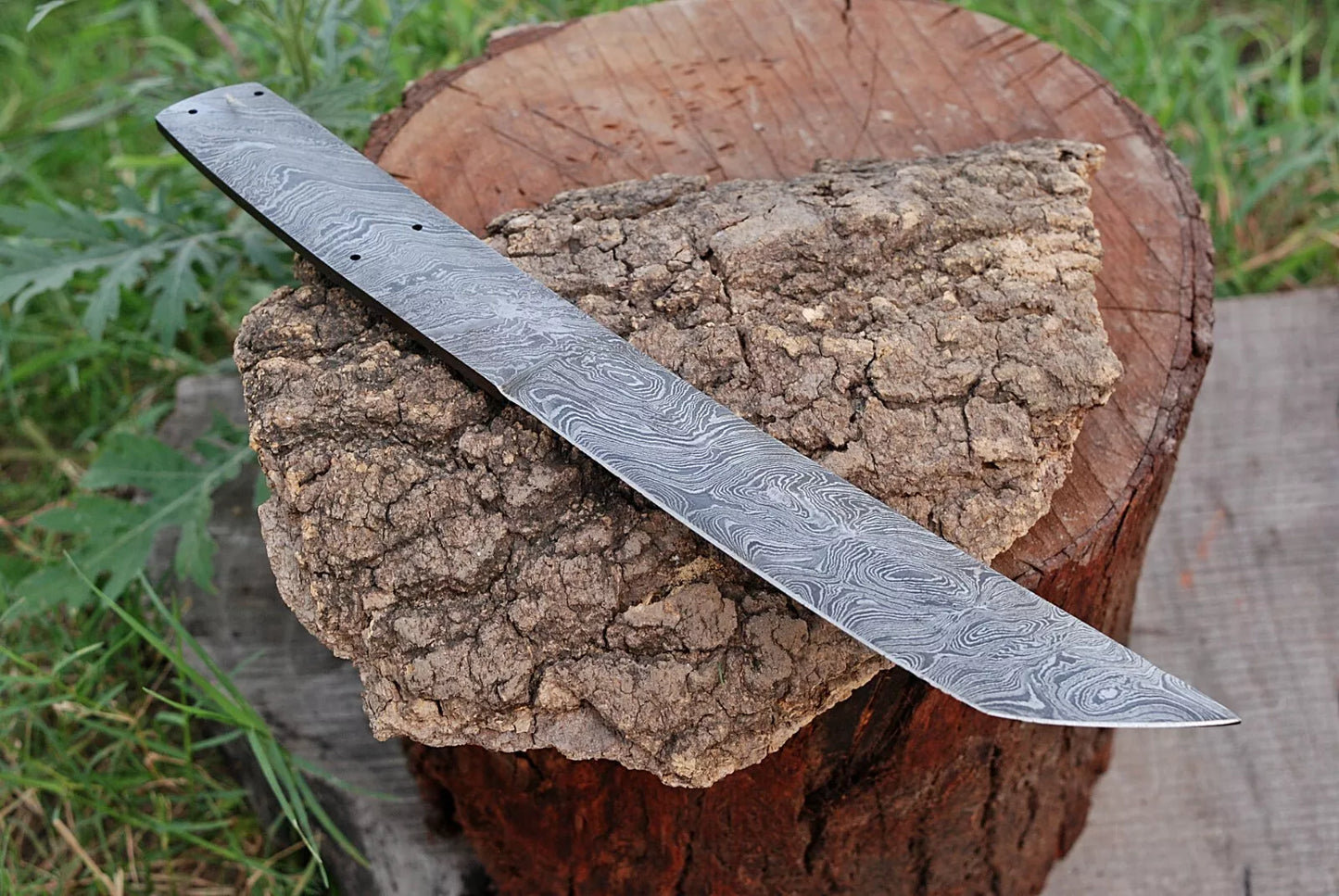 HAND FORGED DAMASCUS STEEL TANTO HUNTING BLANK BLADE KNIFE FULL TANG