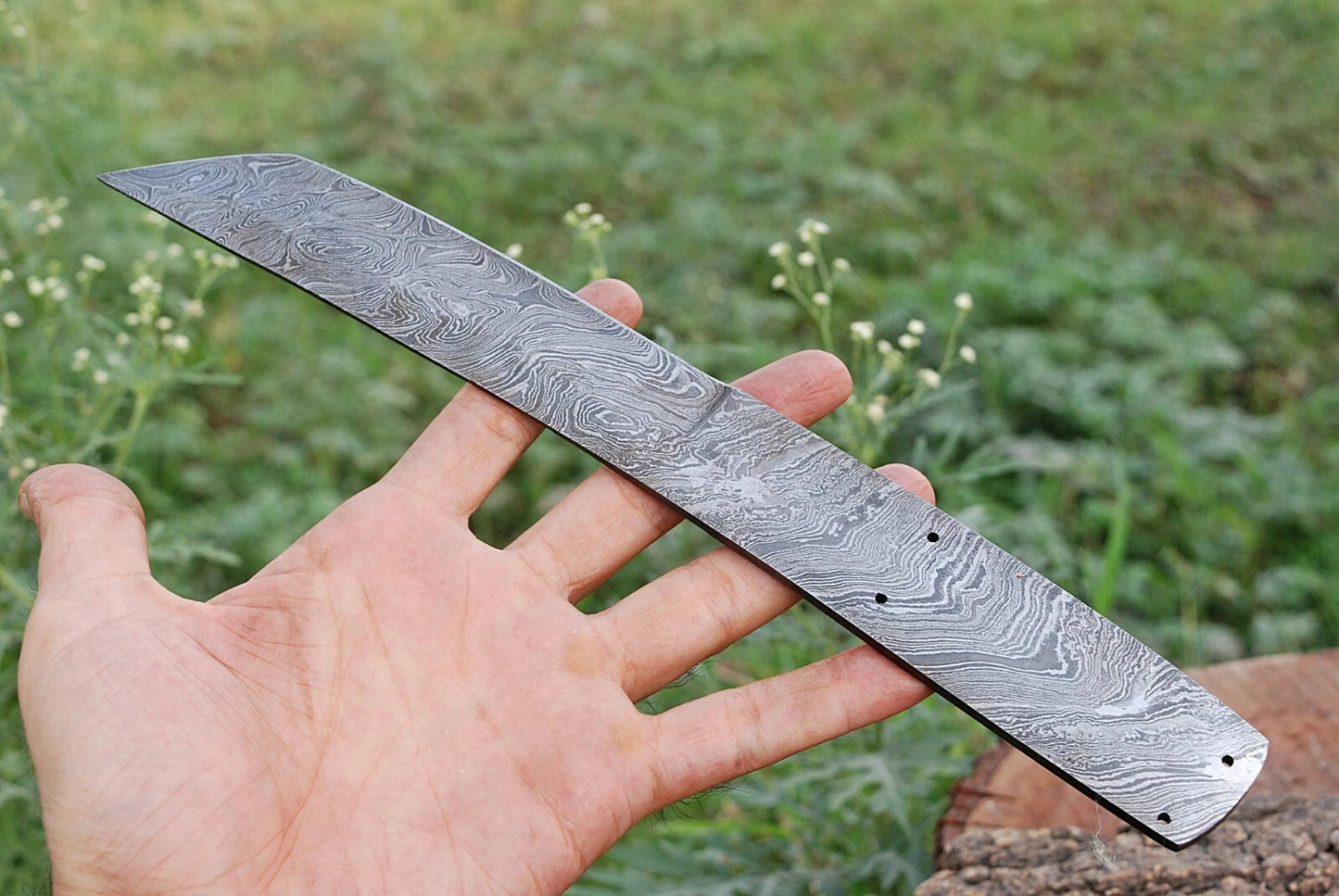 HAND FORGED DAMASCUS STEEL TANTO HUNTING BLANK BLADE KNIFE FULL TANG