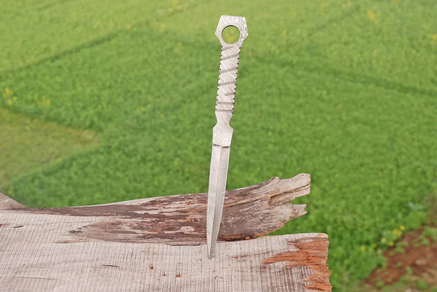 HAND FORGED DAMASCUS STEEL HUNTING BLANK BLADE KNIFE FULL TANG
