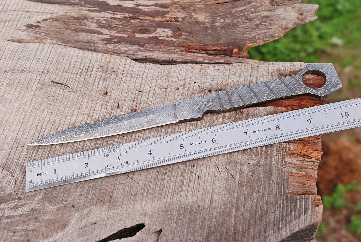 HAND FORGED DAMASCUS STEEL HUNTING BLANK BLADE KNIFE FULL TANG