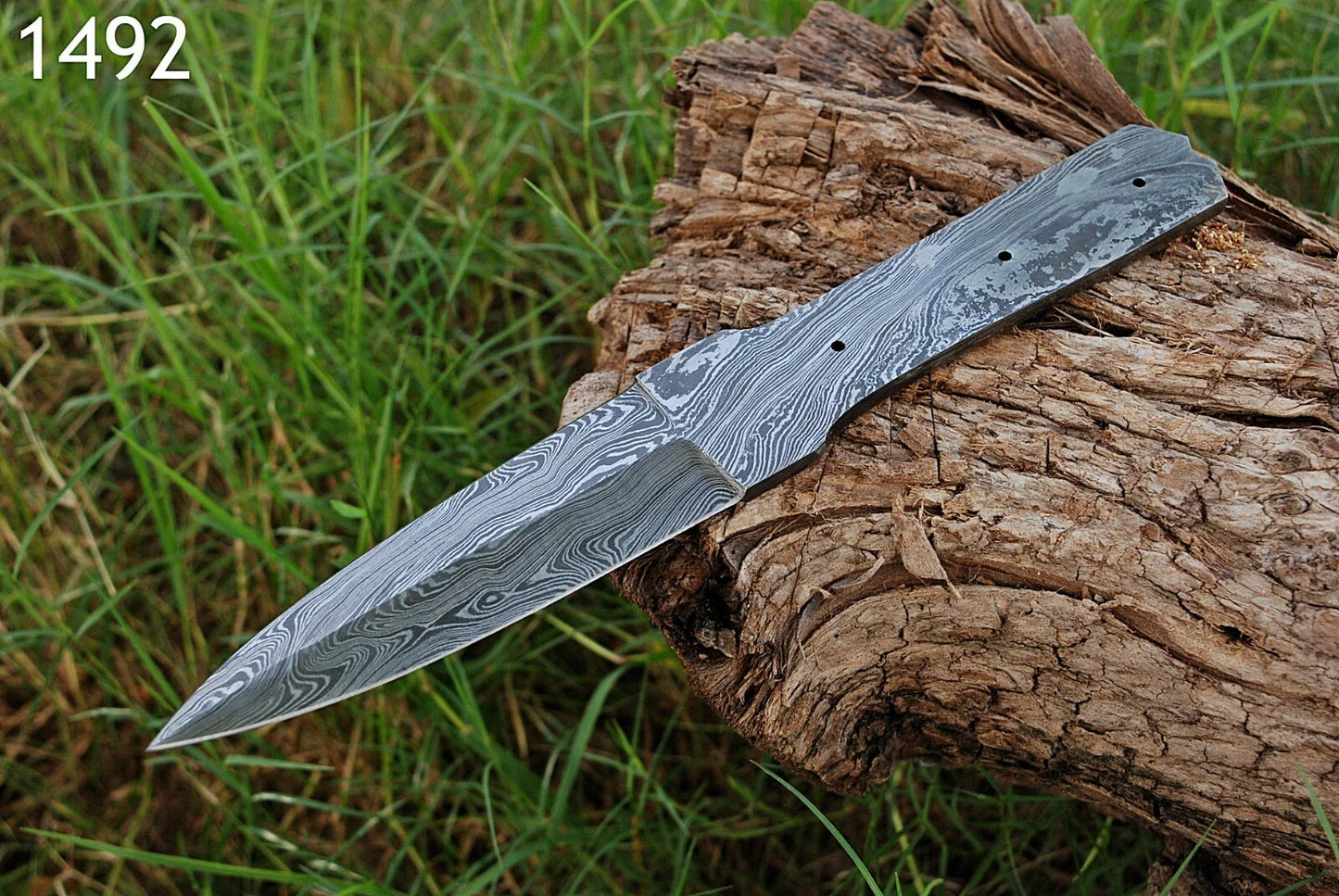 9" HAND FORGED DAMASCUS STEEL HUNTING BLANK BLADE KNIFE FULL TANG