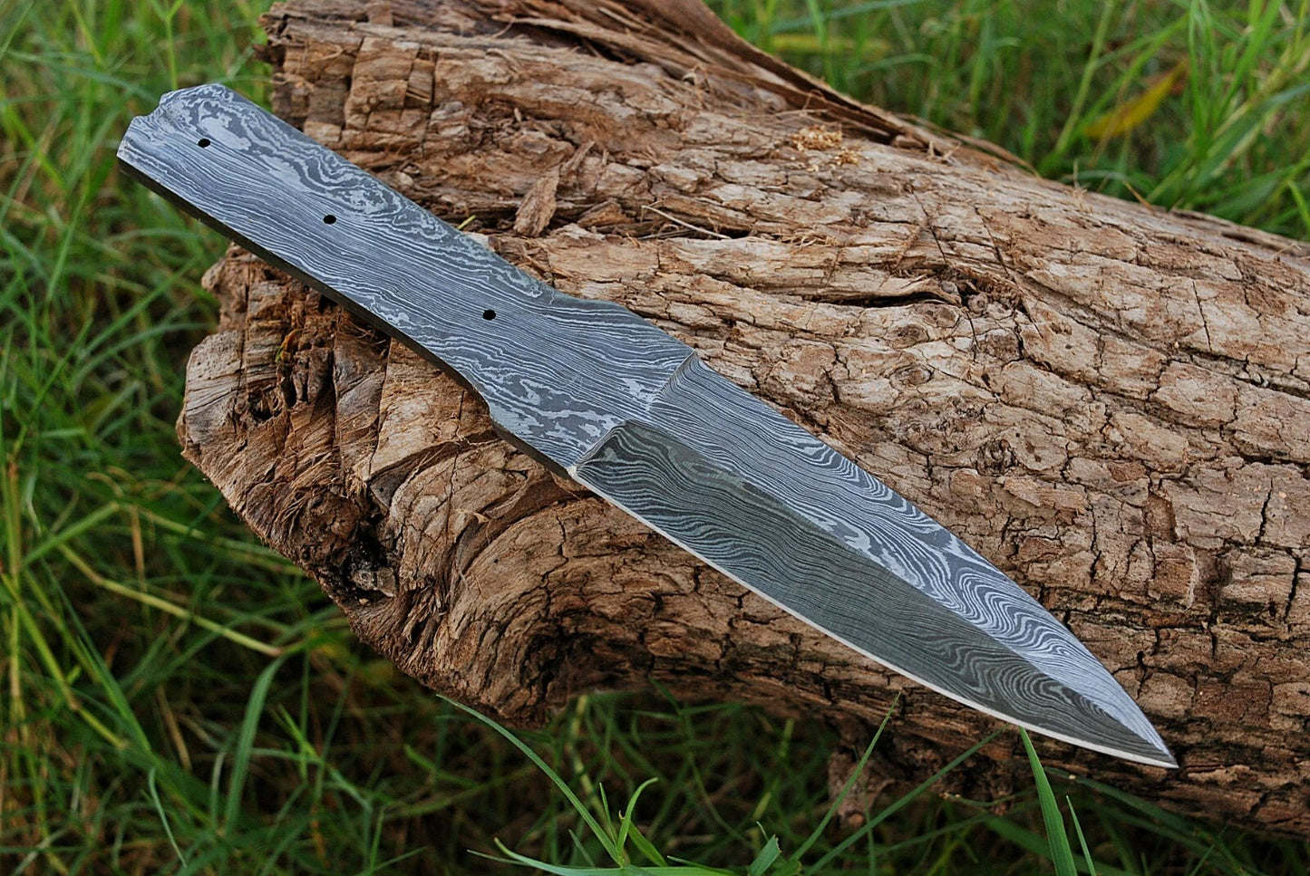 9" HAND FORGED DAMASCUS STEEL HUNTING BLANK BLADE KNIFE FULL TANG