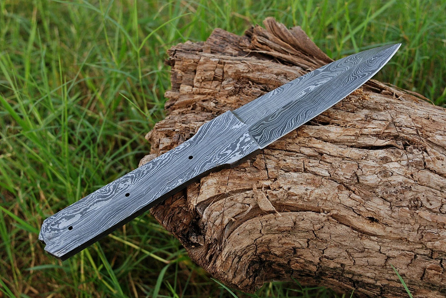 9" HAND FORGED DAMASCUS STEEL HUNTING BLANK BLADE KNIFE FULL TANG